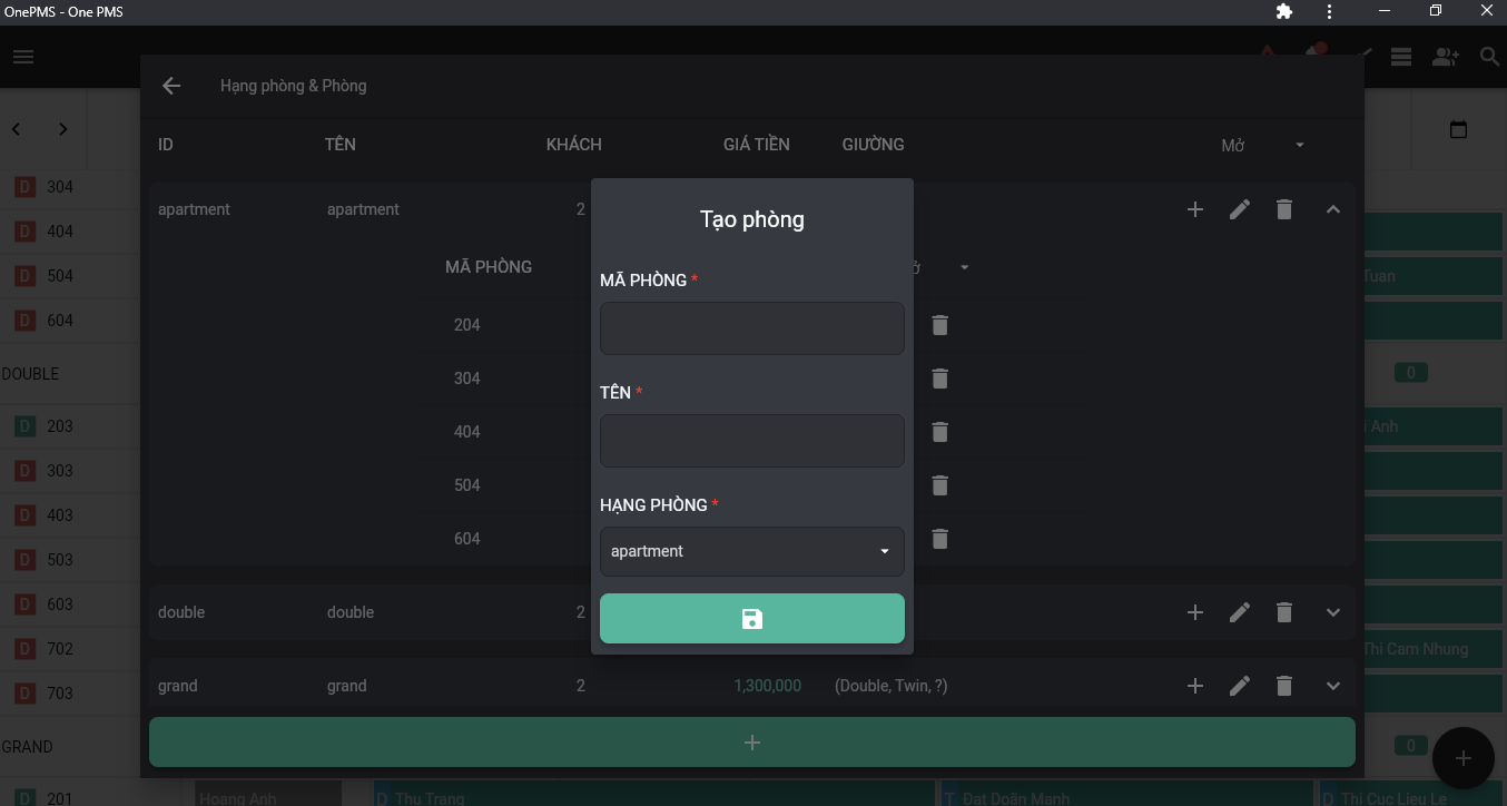 Phần mềm quản lý khách sạn OnePMS - thêm phòng mới