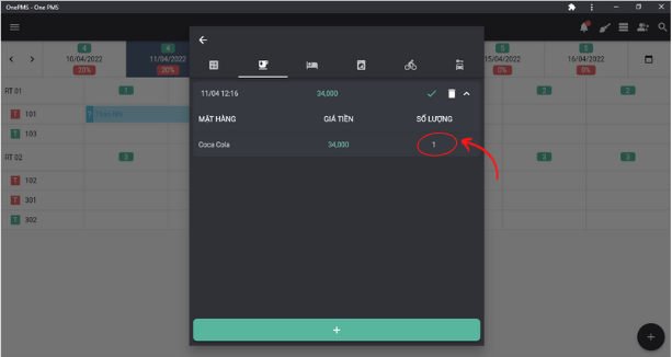 One PMS - Phần mềm quản lý khách sạn miễn phí - Chỉnh sửa số lượng