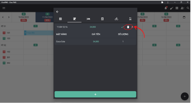 One PMS - Phần mềm quản lý khách sạn miễn phí - Nút xóa