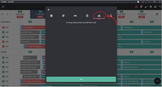 One PMS - Phần mềm quản lý khách sạn miễn phí - Nút thuê xe