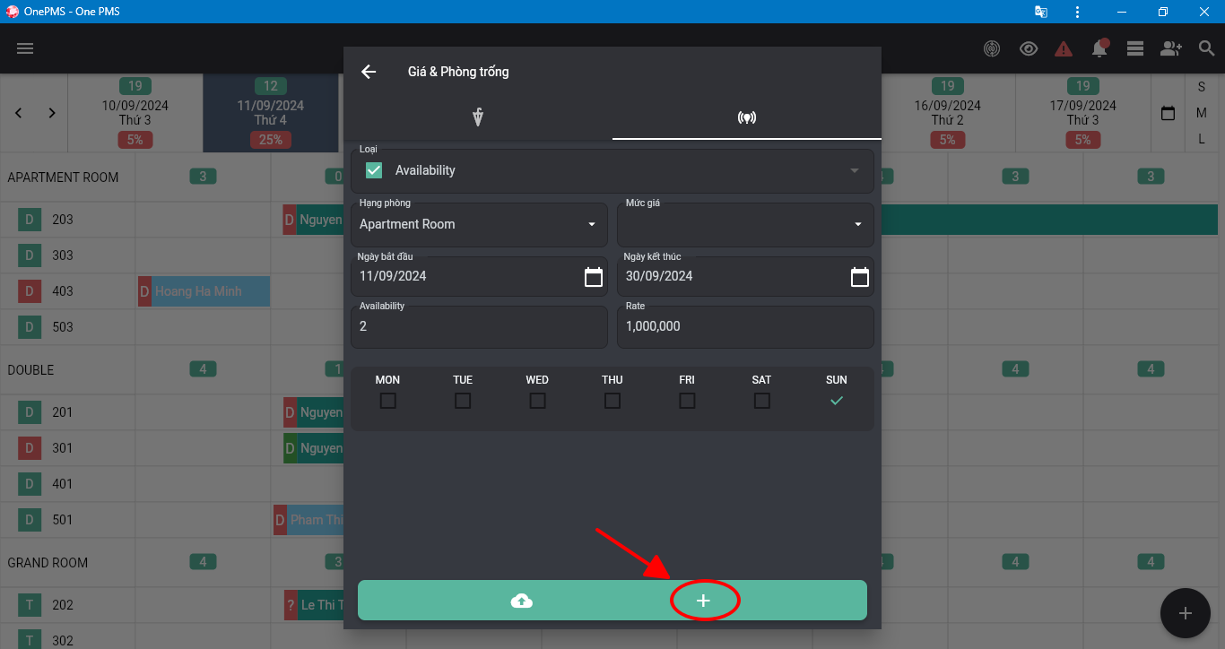 Thiết lập giá và phòng trống trên phần mềm quản lý khách sạn OnePMS