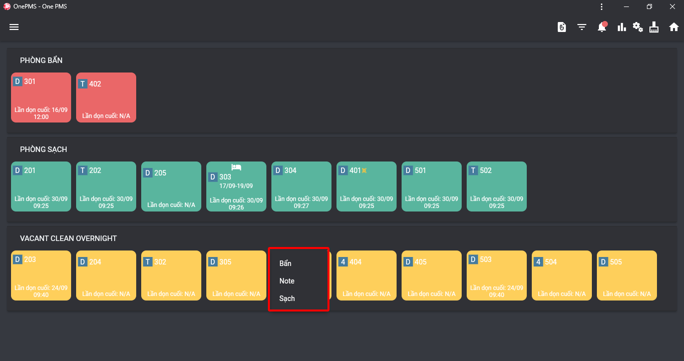 Tính năng kiểm tra phòng trống qua đêm trên phần mềm quản lý khách sạn OnePMS