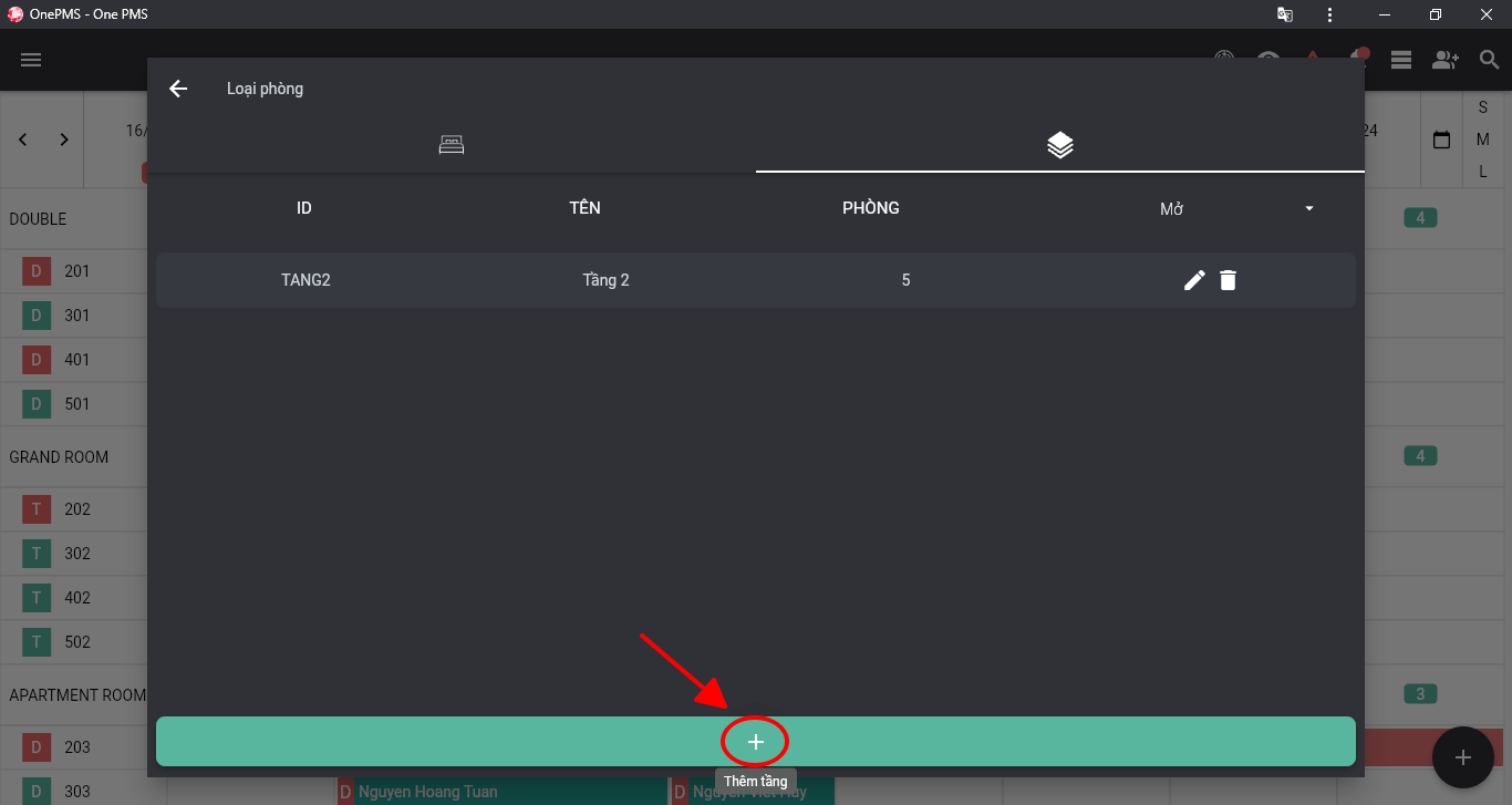 Tạo tầng trên phần mềm quản lý khách sạn OnePMS