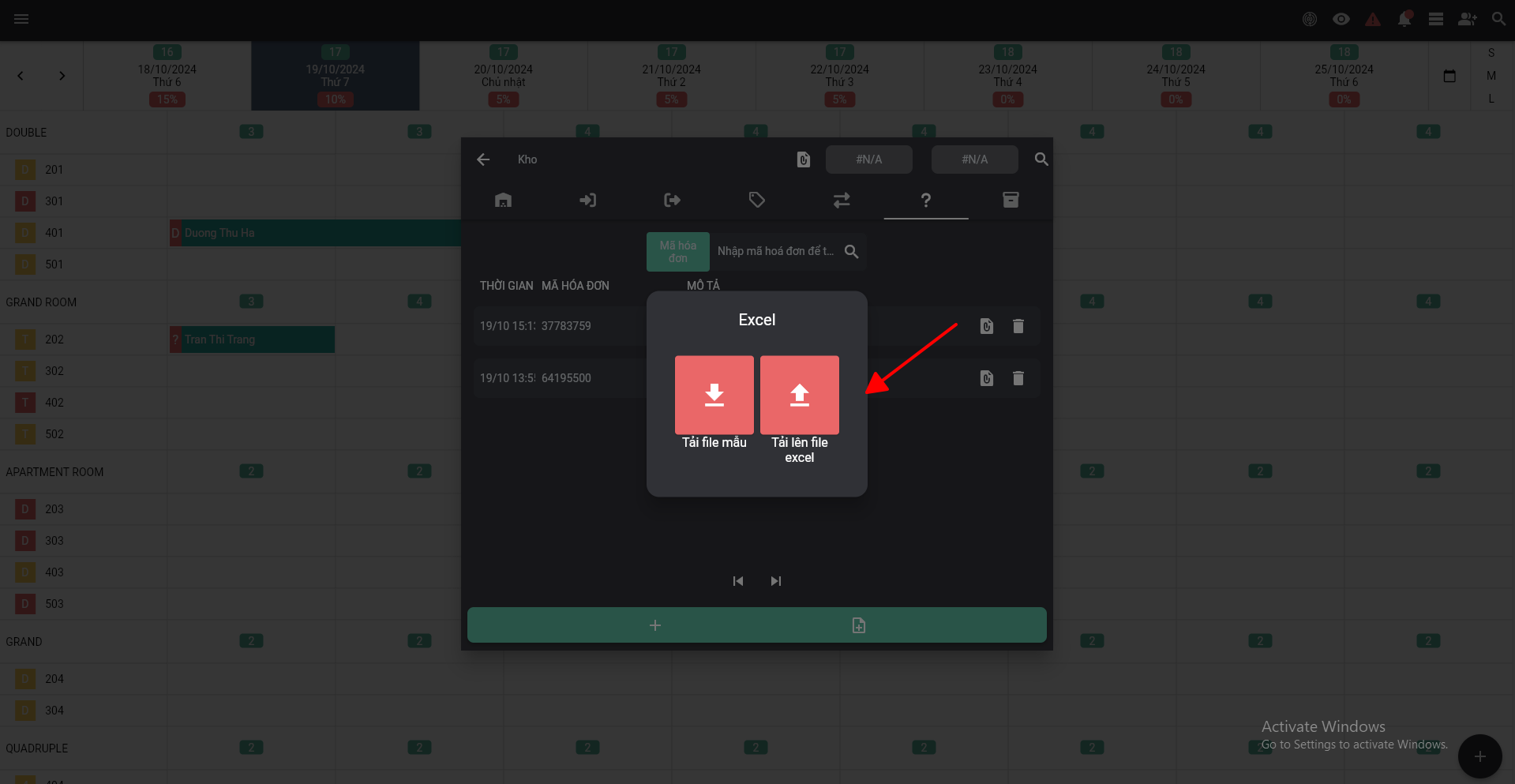 Tạo phiếu mất mát bằng file excel trên phần mềm quản lý khách sạn OnePMS