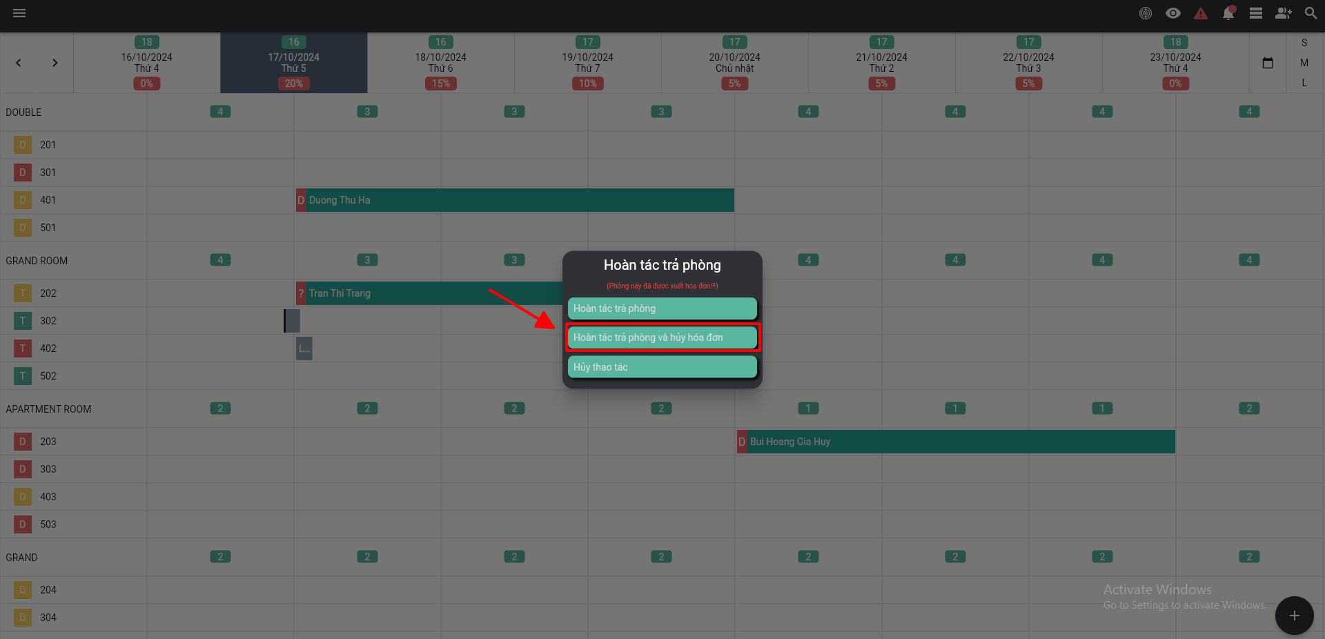 Hủy hóa đơn điện tử trên phần mềm quản lý khách sạn OnePMS