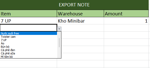 Tạo Phiếu xuất kho bằng file excel trên phần mềm quản lý khách sạn OnePMS