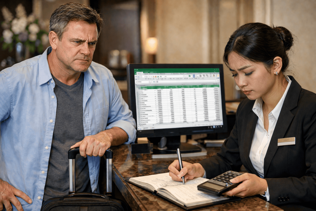 Quản lý khách sạn bằng Excel gây chậm check-in và trải nghiệm khách không tốt