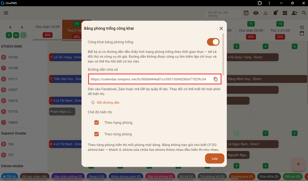chia sẻ lịch phòng trực tuyến