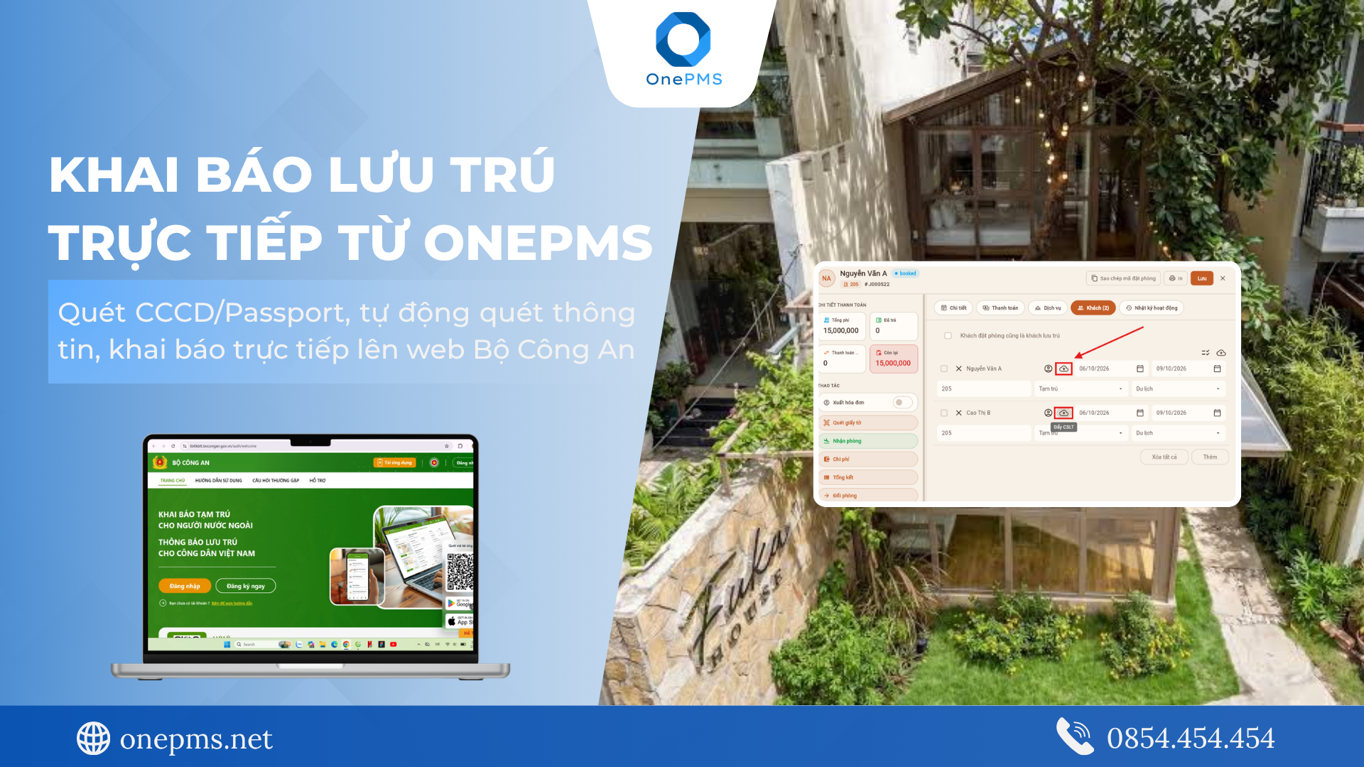 Khai báo lưu trú trực tiếp từ OnePMS