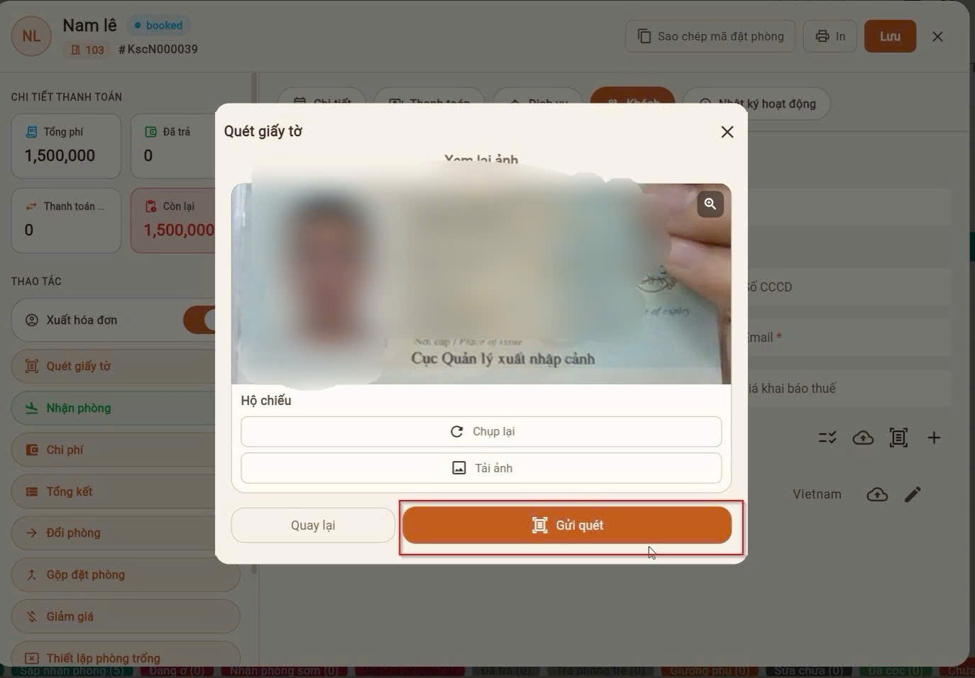 Quét CCCD check-in